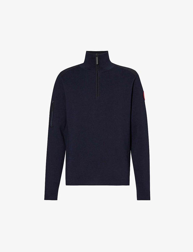 Canada Goose Mens Marine VY Stormont Logo-appliqué Half-zip Wool Jumper XL